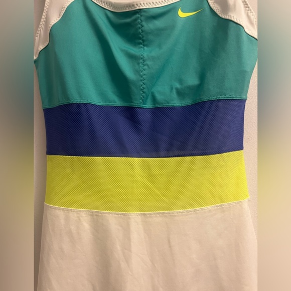Nike Dri Fit Tennis Dress Mesh Waist White and Neon - Size Small - Picture 3 of 8